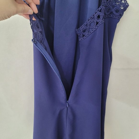 Lulus Dress‎ Womens S Any Sway Shape Or Form Crochet Lace Halter Dress Blue Flaw - Picture 6 of 16